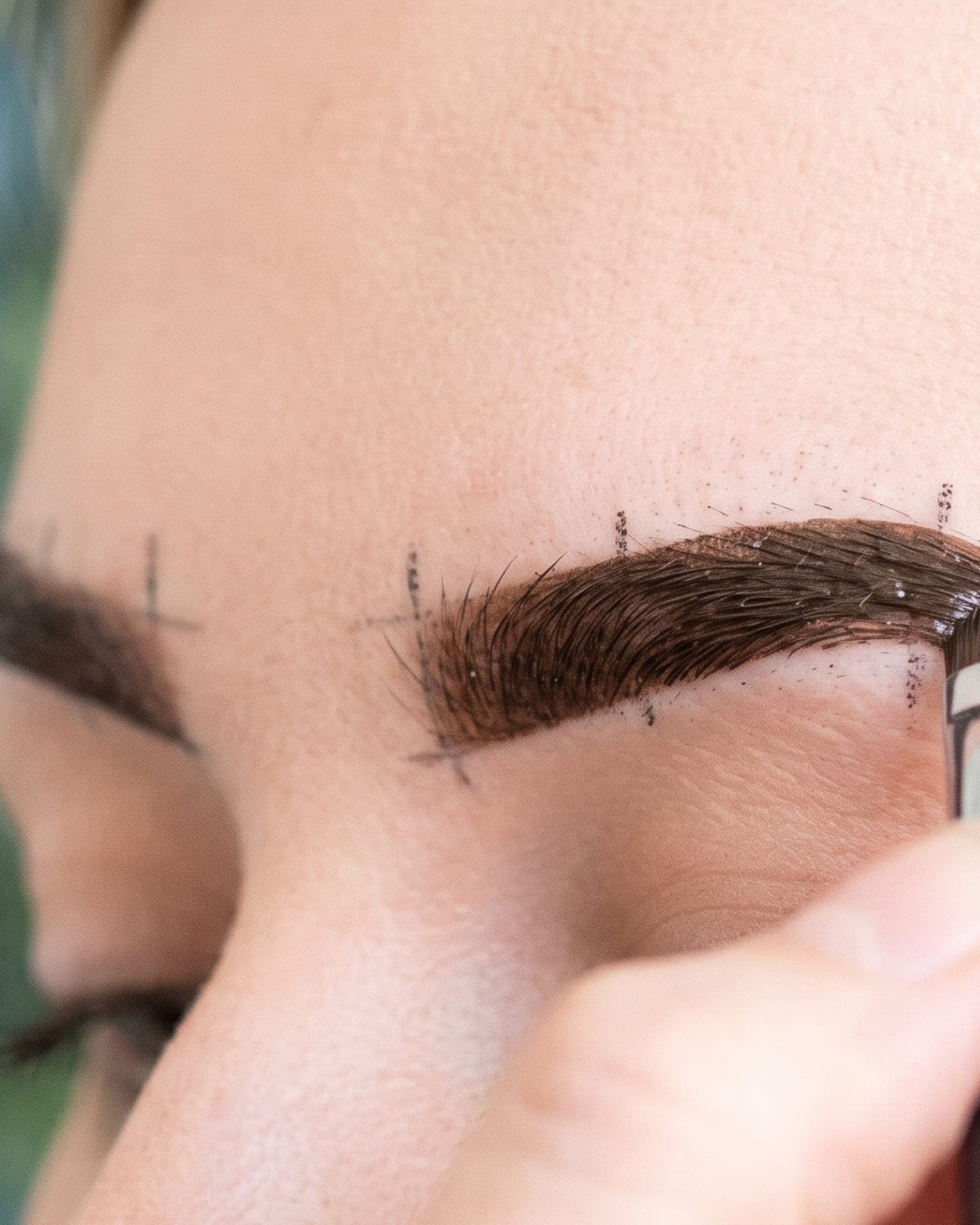 Close-up of a Brow Tint being applied with a fine brush at The Spa on Phillips
