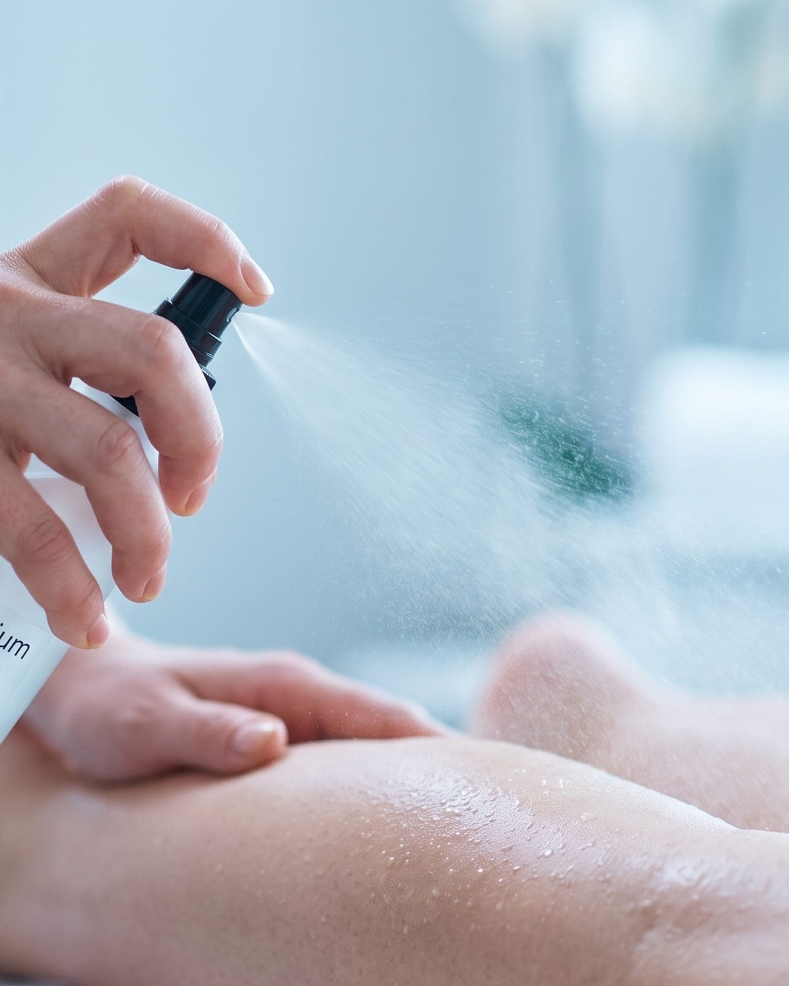 Therapist misting Magnesium Oil onto a guest during a massage at The Spa on Phillips