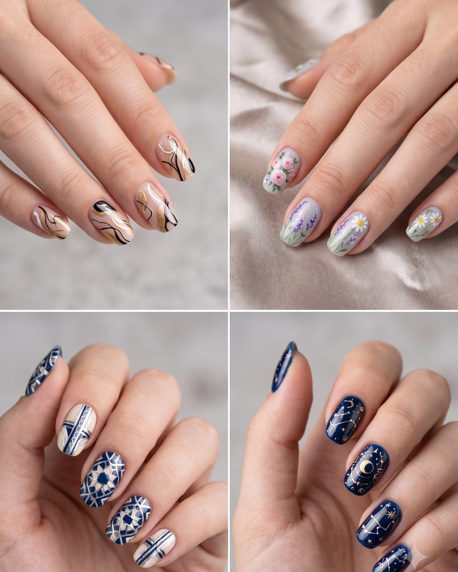 Examples of Nail Art 3 — free hand, detailed designs across every nail at The Spa on Phillips